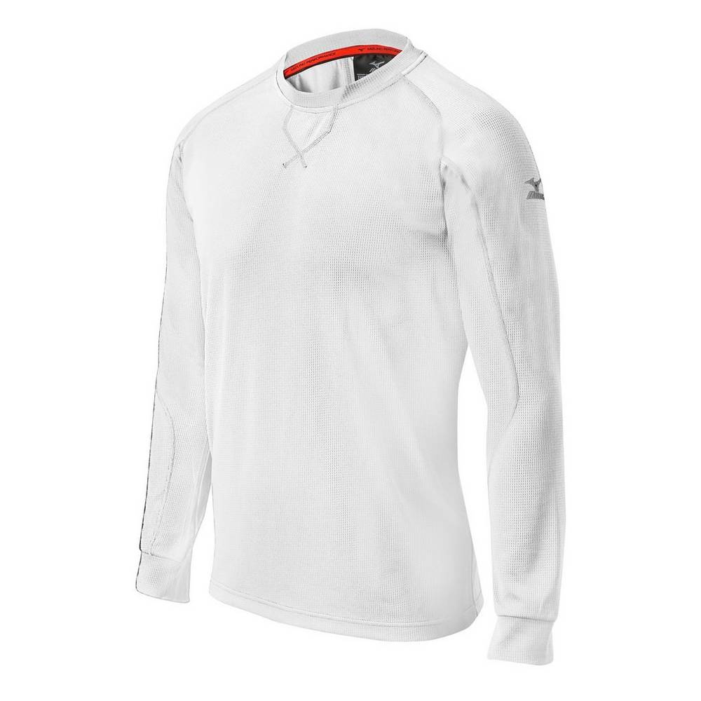 Panske Treningove Oblecenie Mizuno Comp Long Sleeve Training Baseball Biele Vypredaj GCMN34065